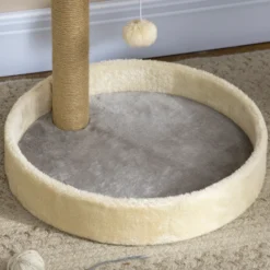 Pawhut Árbol Rascador Para Gatos Altura 44 Cm Con 2 Camas Poste Yute Gris Claro