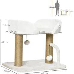 Pawhut Árbol Rascador Para Gatos Pequeños Altura 42 Cm 48x38x42 Cm Blanco