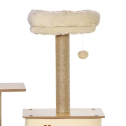 Pawhut Árbol Rascador Para Gatos Con Plataformas Hamaca Escalera Cueva 60x40x130