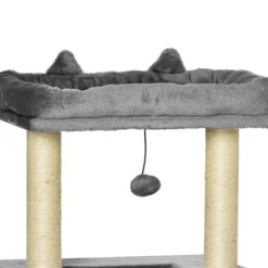 Pawhut Árbol Rascador Para Gatos Altura 90 Cm De 3 Niveles 48x48x90 Cm Gris