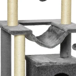 Pawhut Árbol Rascador Para Gatos Altura 90 Cm De 3 Niveles 48x48x90 Cm Gris