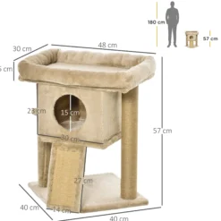 Pawhut Árbol Rascador Para Gatos Pequeños De 57 Cm Con Poste De Yute Rascador