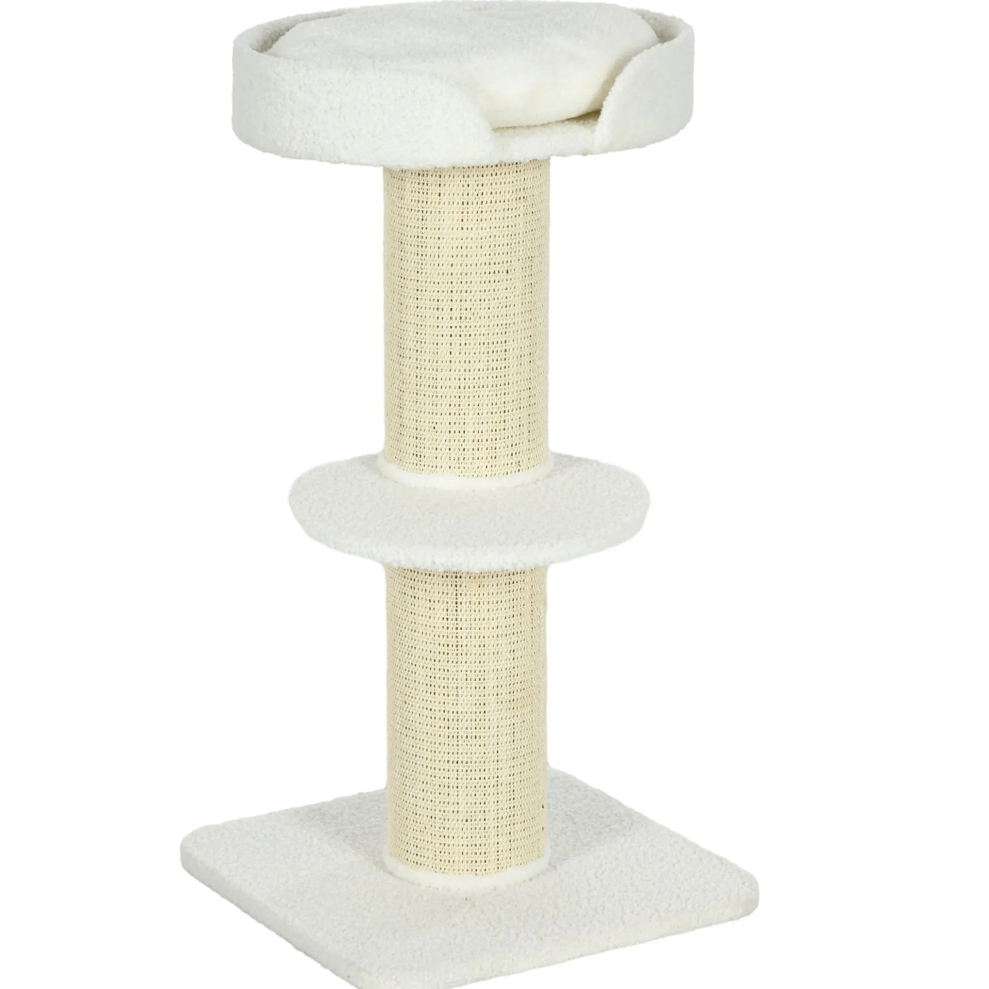 Pawhut Árbol Rascador Para Gatos Altura 91 Cm De 3 Niveles 45x45x91cm Crema