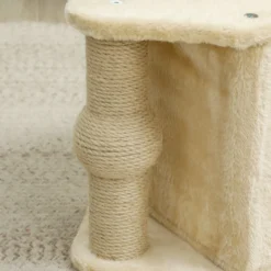Pawhut Árbol Rascador Para Gatos Altura 66 Cm Con Cama Poste De Yute Beige