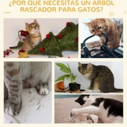 Pawhut Árbol Rascador Para Gatos 48,5x48,5x100cm Centro De Actividad Plataformas