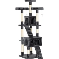 Pawhut Árbol Rascador Para Gatos Grande 49x49x173 Cm Con Múltiples Niveles Gris