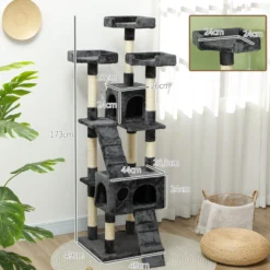 Pawhut Árbol Rascador Para Gatos Grande 49x49x173 Cm Con Múltiples Niveles Gris