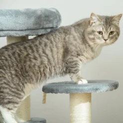Pawhut Árbol Rascador Para Gatos Con Cama De Felpa Y Postes De Cuerda De Sisal