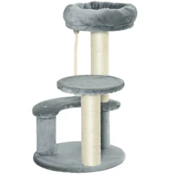 Pawhut Árbol Rascador Para Gatos Con Cama De Felpa Y Postes De Cuerda De Sisal