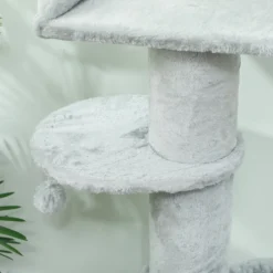 Pawhut Árbol Rascador Para Gatos 103,5 Cm Con Cama Hamaca Bola Gris Claro