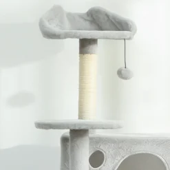 Pawhut Árbol Rascador Para Gatos 160 Cm Con Múltiples Plataformas Gris Claro
