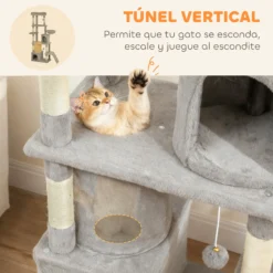 Pawhut Árbol Rascador Para Gatos Grande Altura 170 Cm Gris Claro