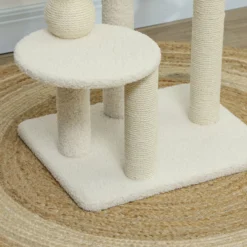 Pawhut Árbol Rascador Para Gatos Altura 76 Cm Revestimiento De Borreguillo Beige