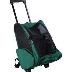 Pawhut Transportín 2 En 1 Para Mascotas Carrito Mochila Ruedas 42x25x55 Cm Verde