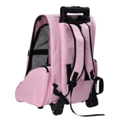 Pawhut Transportín 2 En 1 Para Mascotas Carrito Mochila Ruedas 42x25x55 Cm Rosa