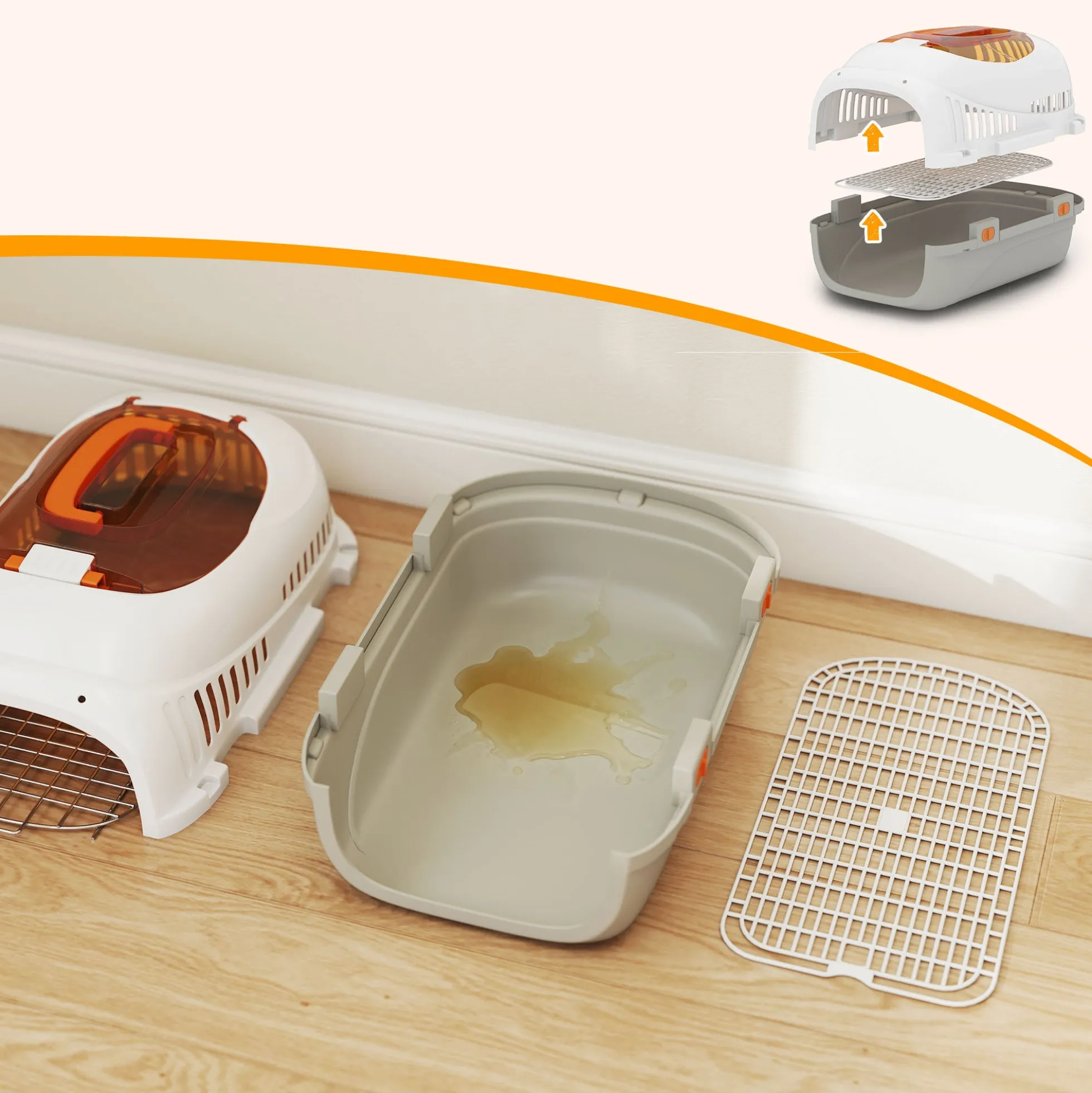 Pawhut Transportín Para Gatos Perros Pequeños De Plástico Carga 4 Kg Gris Claro