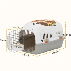 Pawhut Transportín Para Gatos Perros Pequeños De Plástico Carga 4 Kg Gris Claro