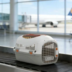 Pawhut Transportín Para Gatos Perros Pequeños De Plástico Carga 4 Kg Gris Claro