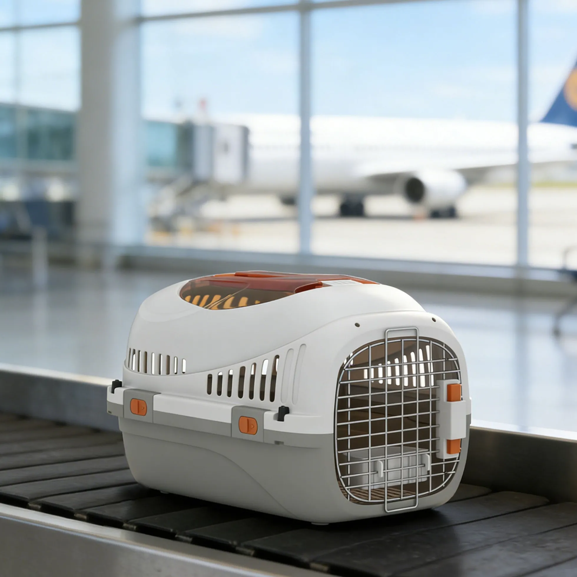 Pawhut Transportín Para Gatos Perros Pequeños De Plástico Carga 4 Kg Gris Claro