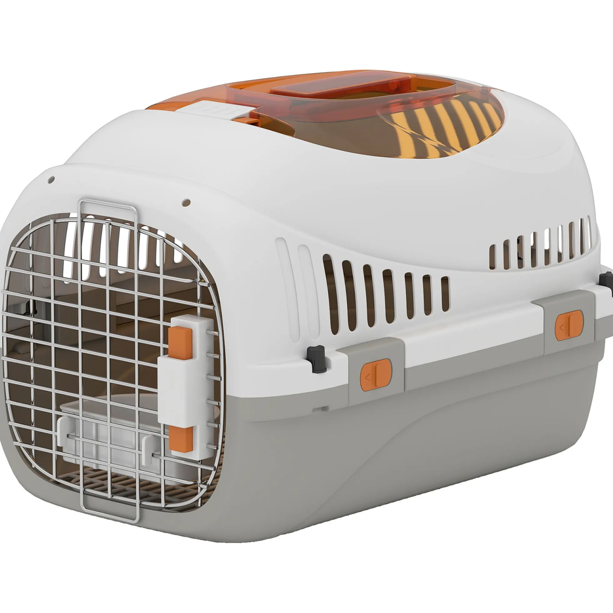 Pawhut Transportín Para Gatos Perros Pequeños De Plástico Carga 4 Kg Gris Claro