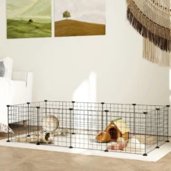 Pawhut Valla Metálica Para Mascotas Con 12 Paneles Parque Metálico Para Mascotas