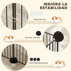 Pawhut Valla Metálica Para Mascotas Con 12 Paneles Diseño Diy 140x70x35 Cm Negro