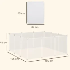 Pawhut Valla Para Animales De Metal Modulable Con 12 Paneles Cobayas Y Cachorros
