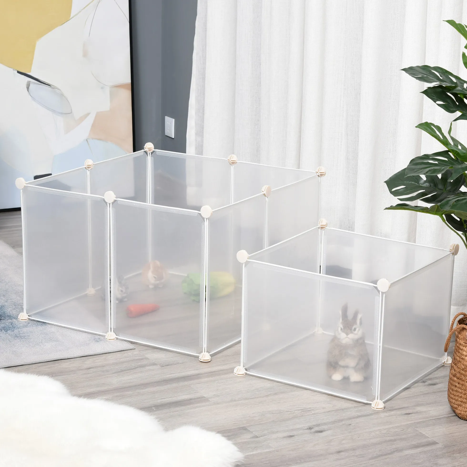 Pawhut Valla Para Animales De Metal Modulable Con 12 Paneles Cobayas Y Cachorros