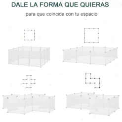 Pawhut Valla Para Animales De Metal Modulable Con 12 Paneles Cobayas Y Cachorros