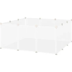 Pawhut Valla Para Animales De Metal Modulable Con 12 Paneles Cobayas Y Cachorros