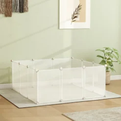 Pawhut Valla Para Animales De Metal Modulable Con 12 Paneles Cobayas Y Cachorros