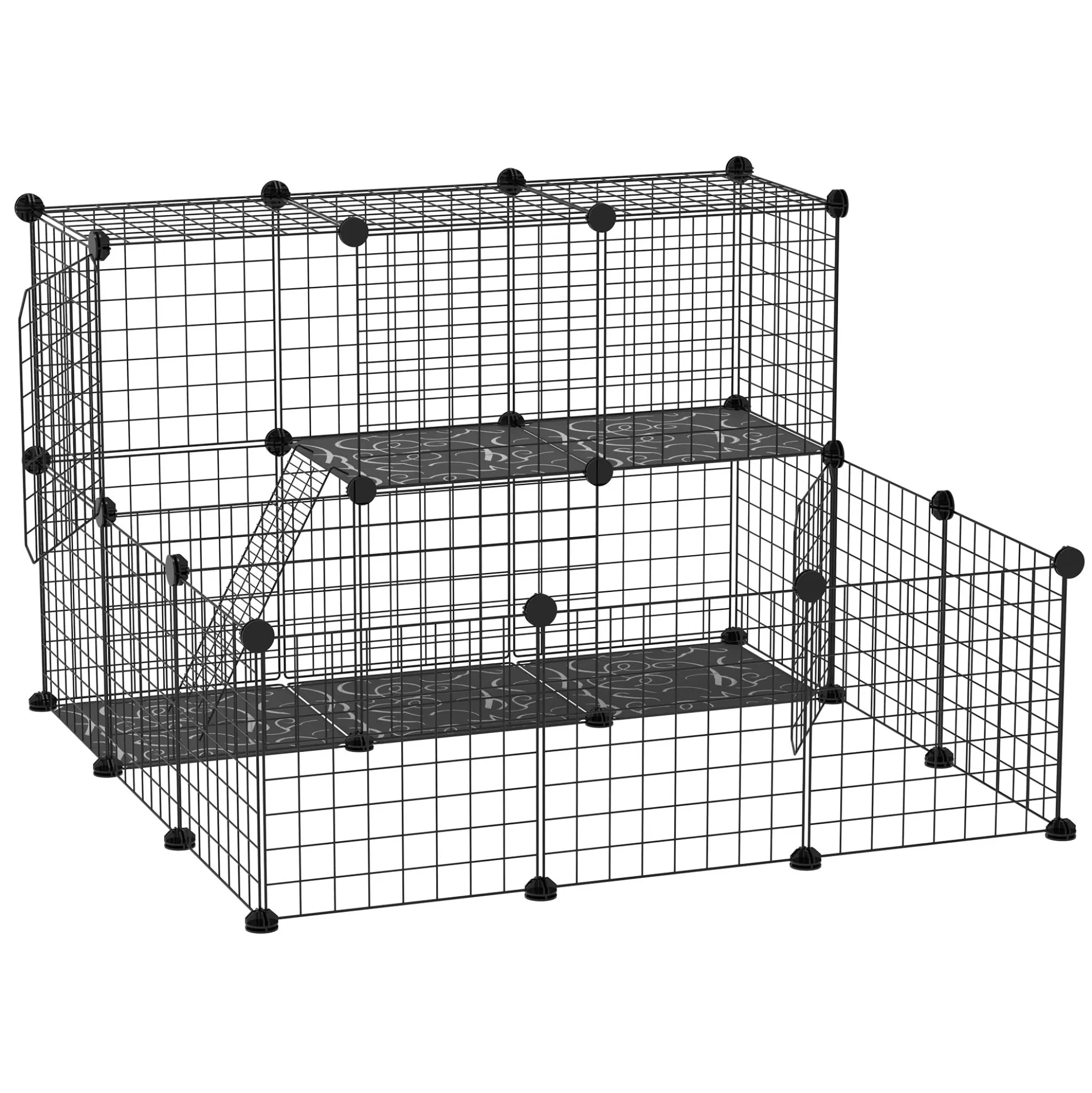 Pawhut Valla Para Animales Pequeños Diy Con 24 Paneles Para Conejos 105x105x70cm