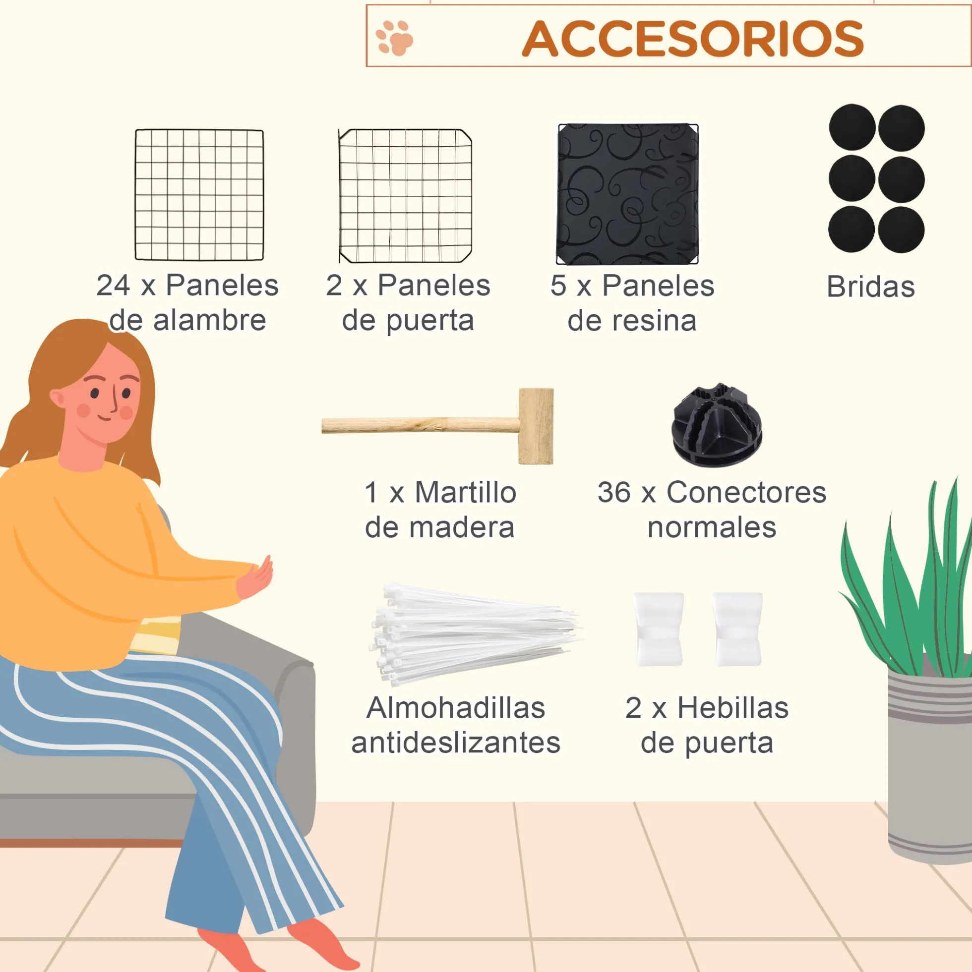 Pawhut Valla Para Animales Pequeños Diy Con 24 Paneles Para Conejos 105x105x70cm