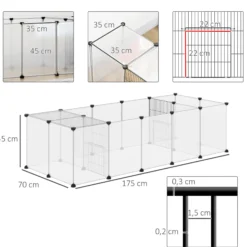 Pawhut Valla Para Mascotas Diy Con 20 Paneles De Resina 175x70x45 Cm Blanco