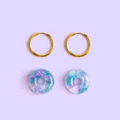 Pendientes de Aro Carnota - Vidrio de Mar Reciclado de Galicia, Joya Artesanal Única - Nature Vibes