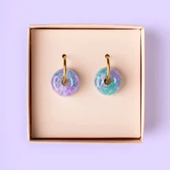 Pendientes de Aro Carnota - Vidrio de Mar Reciclado de Galicia, Joya Artesanal Única - Nature Vibes