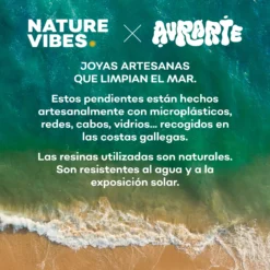 Pendientes de Aro Rodas - Vidrio de Mar Reciclado de Galicia, Joya Artesanal Única - Nature Vibes