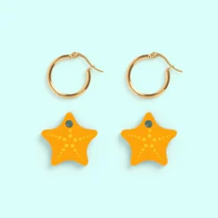Pendientes Estrella de Mar - Aro de Acero Quirúrgico y Bañado en Oro de 18k - Nature Vibes
