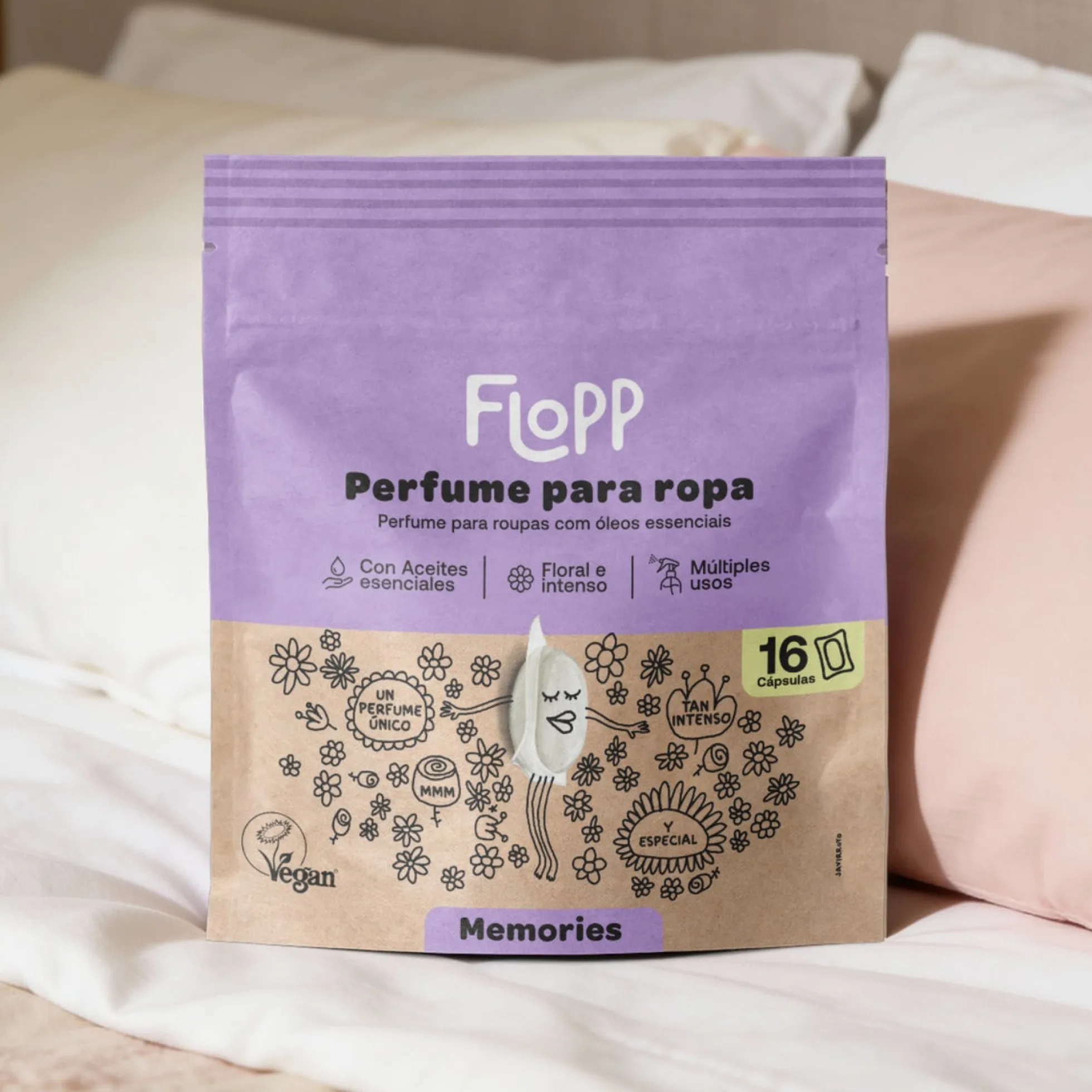 Perfumador Ropa Memories Flopp Eco 16 cápsulas