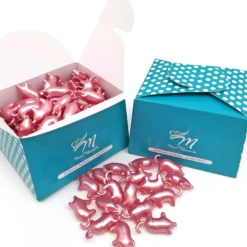 80 Perlas De Baño En Forma De Cerdito - Con Aceite De Soja - Hidrata, Suaviza Y Perfuma La Piel - Aroma Rosas