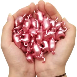 80 Perlas De Baño En Forma De Cerdito - Con Aceite De Soja - Hidrata, Suaviza Y Perfuma La Piel - Aroma Rosas