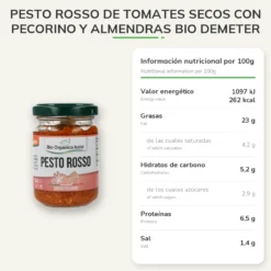 Pesto Rosso de Tomates Secos con Pecorino y Almendras Bio Demeter Organica Italia 130 gr