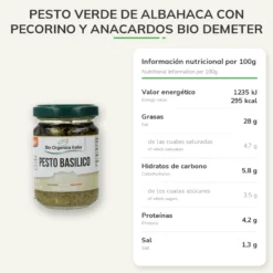 Pesto Verde de Albahaca con Pecorino y Anacardos Bio Demeter Organica Italia 130gr