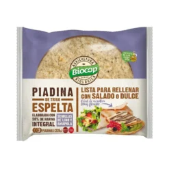 Piadina de trigo Espelta Integral con Semillas de Lino y Amapola Biocop 225 g