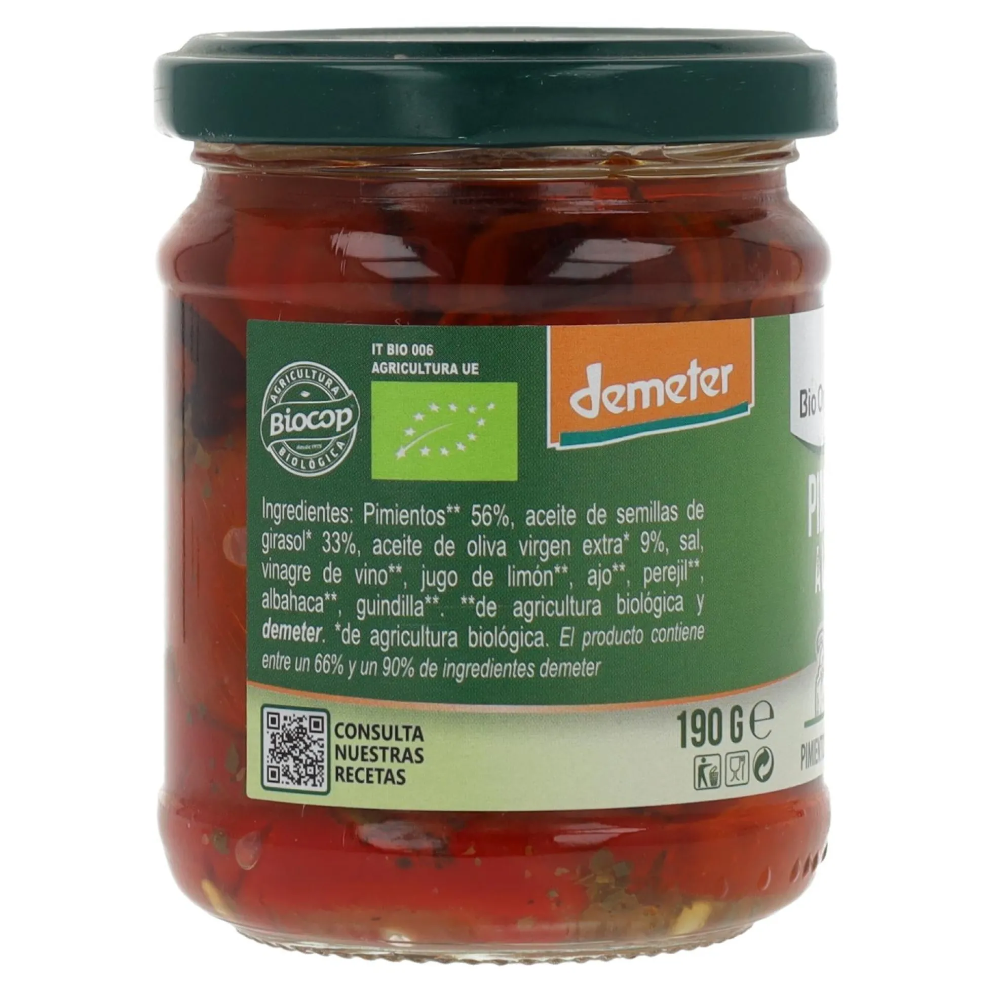 Pimientos a la Brasa en Aceite Bio Demeter Organica 190 gr
