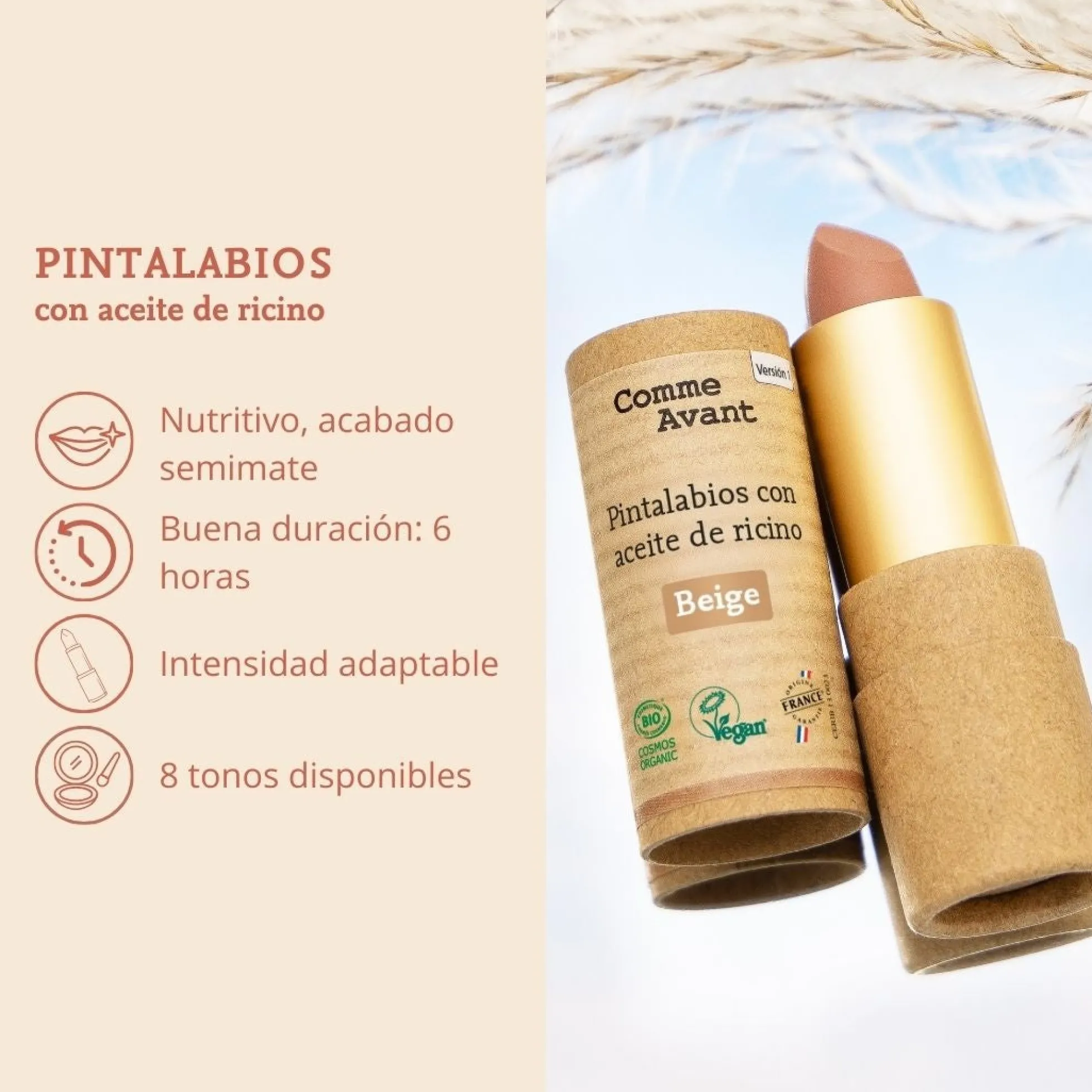 Pintalabios con aceite de ricino Teja Comme Avant 4 g