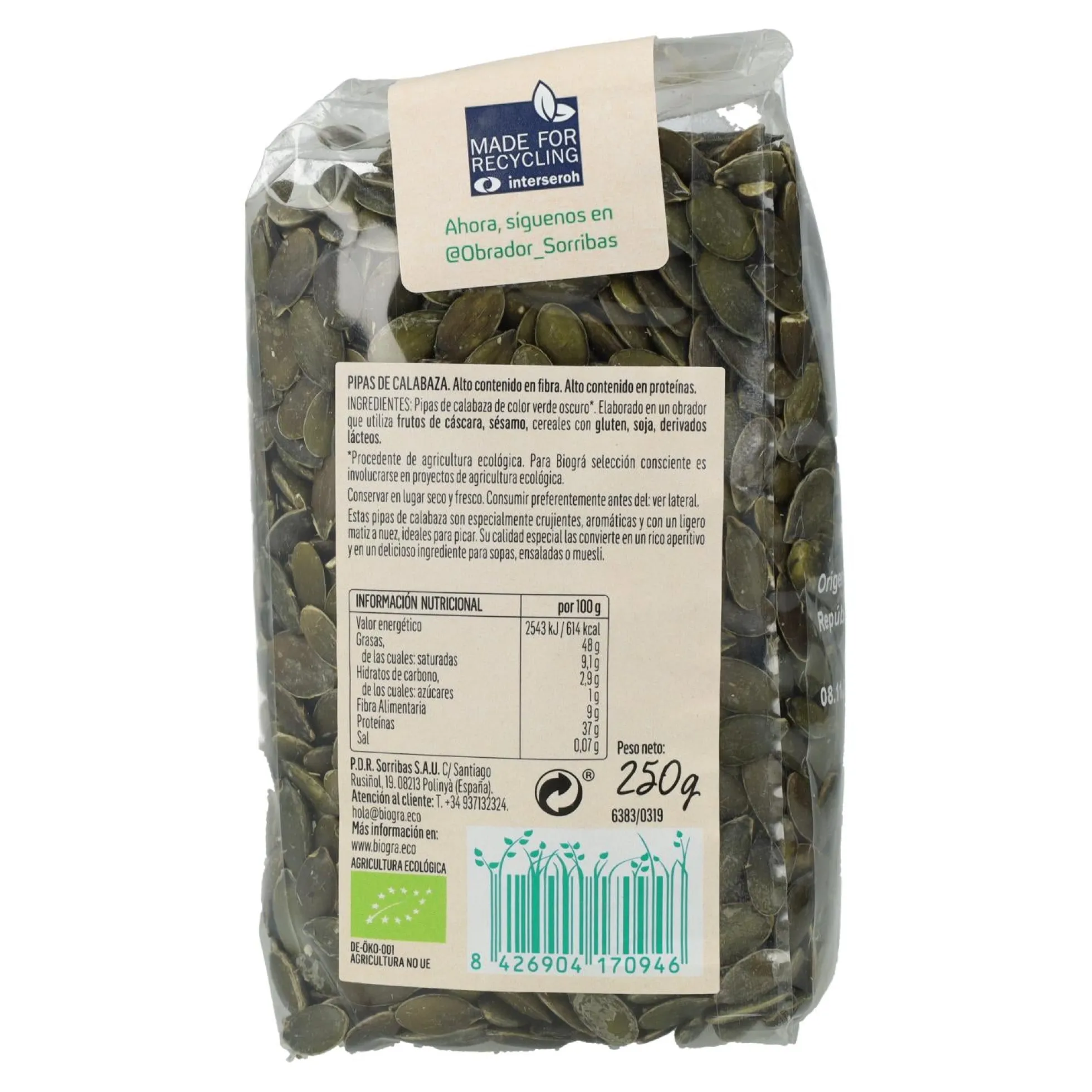 Pipas de Calabaza Ecológico Biográ 500 g