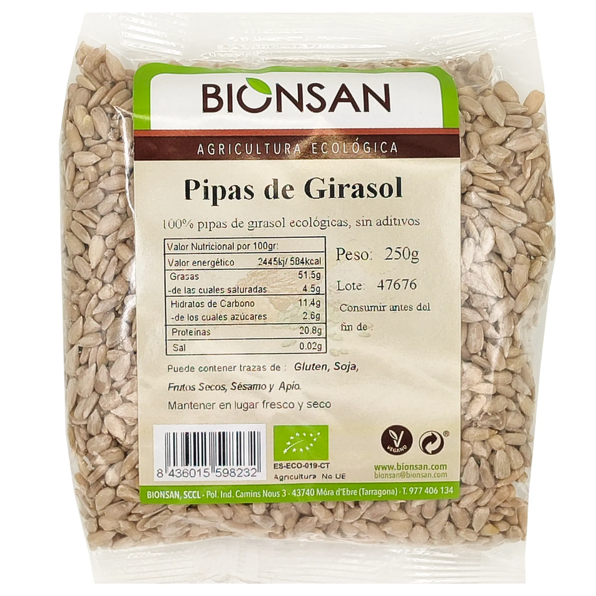 Pipas De Girasol Ecológicas 250gr