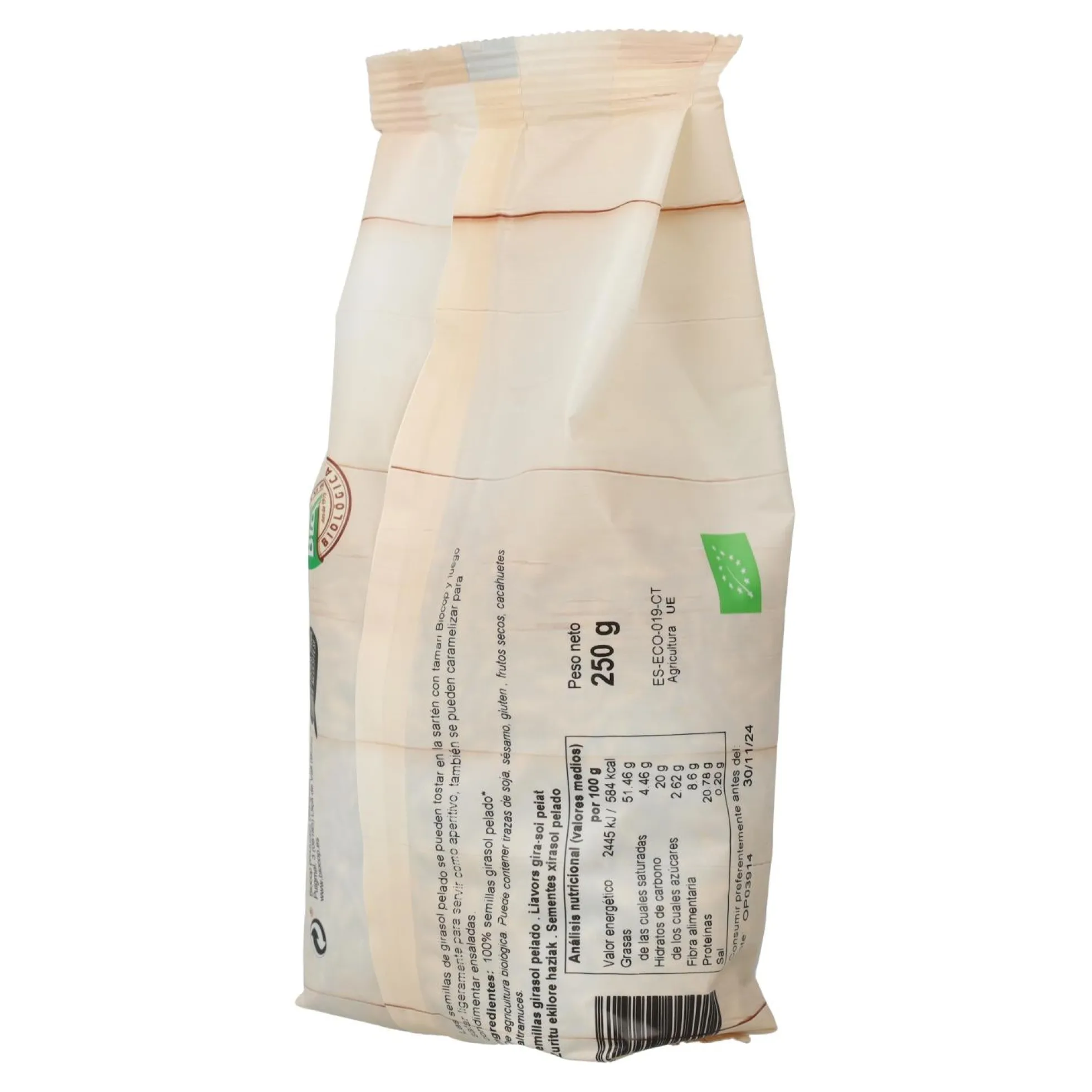 Pipas de Girasol peladas BIO, Biocop, 250 g