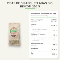 Pipas de Girasol peladas BIO, Biocop, 250 g